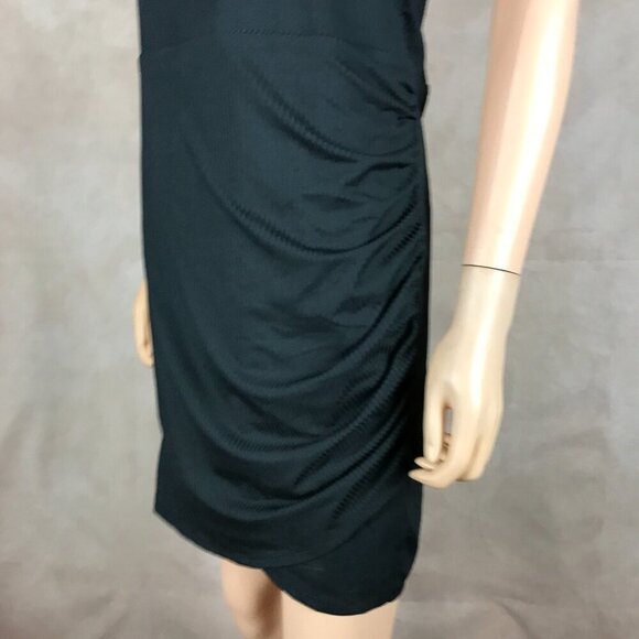 Material Girl Black Ribbed Ruched Halter Dress NWT LARGE - Picture 4 of 8